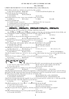 Kỳ thi hoc ky I lớp 12, năm hoc 2011 - 2012 môn Hoa hoc